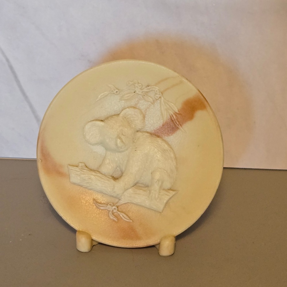 Marlestone Australia Cultured Marble Koala Mini Plate with Stand Handcrafted